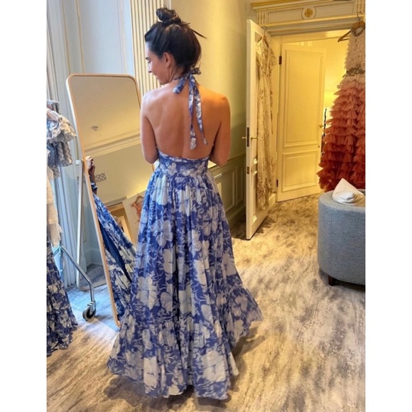 LoveShackFancy Floral Ruffle Halter Maxi Dress - Picture 12 of 13